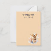 Niedliches Watecolor Goldendoodle Mit Monogramm Mitteilungskarte (Vorderseite)