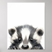 Niedliches Watercolor Baby Badger Kinderzimmer Dek Poster (Vorne)