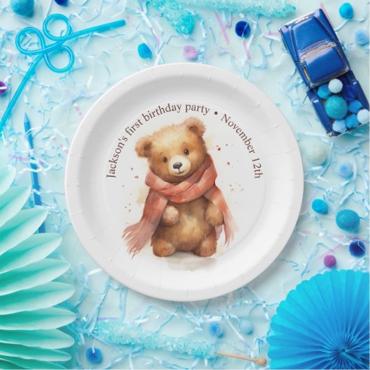 Niedliches Watercolor Baby Bear Party Pappteller (Party)
