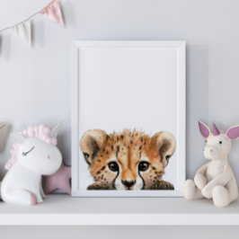 Niedliches Watercolor Baby Cheetah Kinderzimmer De Poster