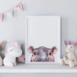 Niedliches Watercolor Baby Hippo Kinderzimmer Deko