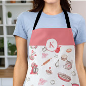 Niedliches Watercolor Baking Muster Pink Monogramm Schürze