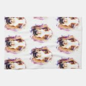 Niedliches Watercolor Basset Hound Hund Kopf Geschirrtuch (Horizontal)