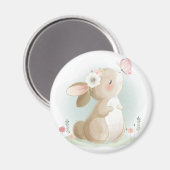Niedliches Watercolor Bunny Magnet (Vorderseite/Rückseite)