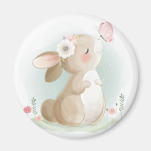 Niedliches Watercolor Bunny Magnet (Vorne)