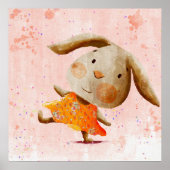 Niedliches Watercolor Bunny Rabbit Baby Kids Poste Poster (Vorne)