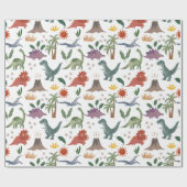 Niedliches Watercolor Dinosaurier Musterpapier Geschenkpapier (Flach)