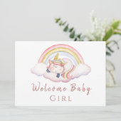 Niedliches Watercolor Einhorn Rainbow Begrüßungsba Karte (Stehend Vorderseite)