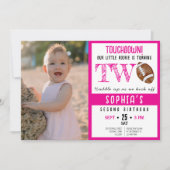 Niedliches Watercolor Football Foto Girl 2. Geburt Einladung (Vorderseite)