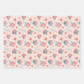 Niedliches Watercolor Herz Liebe Muster Valentinst Geschenkpapier Set (Vorderseite)