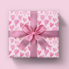 Niedliches Watercolor Herz Valentinstag Muster Geschenkpapier