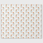 Niedliches Watercolor Holiday Snowman Muster Geschenkpapier (Flach)