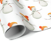 Niedliches Watercolor Holiday Snowman Muster Geschenkpapier (Rolleneckpunkt)