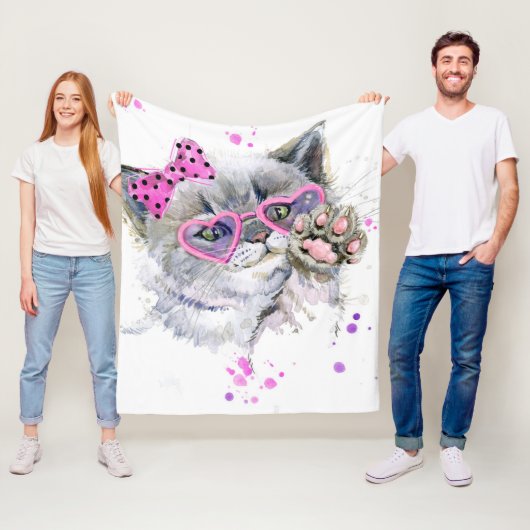 Niedliches Watercolor-Kätzchen Fleecedecke (Beispiel)