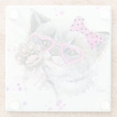 Niedliches Watercolor-Kätzchen Glasuntersetzer (Rückseite)