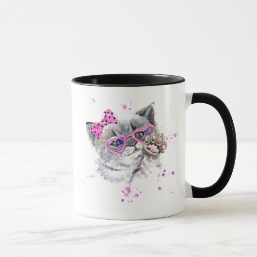 Niedliches Watercolor-Kätzchen Tasse (Rechts)