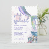 Niedliches Watercolor Mermaid Birthday Pool Party Einladung (Stehend Vorderseite)