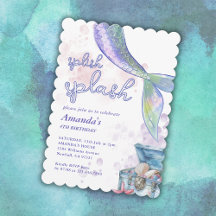 Niedliches Watercolor Mermaid Birthday Pool Party