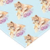 Niedliches Watercolor Mother Lion & Cub Muster Kurzer Tischläufer (Ecke)