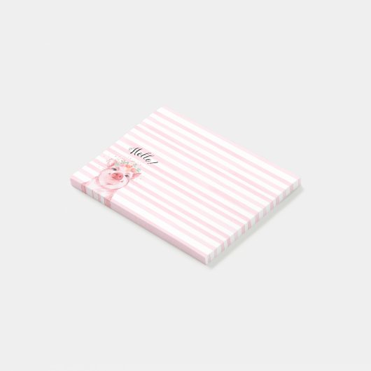 Niedliches Watercolor Pig Post-it Klebezettel (angewinkelt)