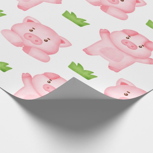 Niedliches Watercolor Pig Wrapping Paper Geschenkpapier (Ecke)