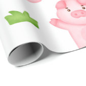 Niedliches Watercolor Pig Wrapping Paper Geschenkpapier (Rolleneckpunkt)