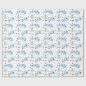 Niedliches Watercolor Polar Bear Weihnachtsmuster Geschenkpapier (Flach)