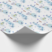 Niedliches Watercolor Polar Bear Weihnachtsmuster Geschenkpapier (Ecke)