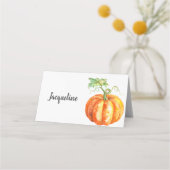 Niedliches Watercolor Pumpkin Erntedank Design Platzkarte (Rückseite)