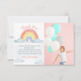 Niedliches Watercolor Rainbow Birthday Party Foto Dankeskarte