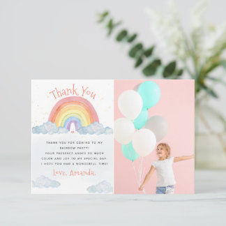 Niedliches Watercolor Rainbow Birthday Party Foto Dankeskarte