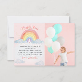Niedliches Watercolor Rainbow Birthday Party Foto Dankeskarte