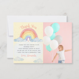 Niedliches Watercolor Rainbow Birthday Party Foto Dankeskarte
