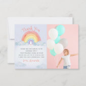 Niedliches Watercolor Rainbow Birthday Party Foto Dankeskarte (Vorderseite)