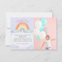 Niedliches Watercolor Rainbow Birthday Party Foto Dankeskarte