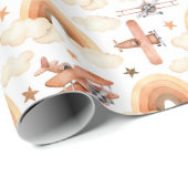 Niedliches Watercolor Rainbow-Flugzeugmuster Geschenkpapier (Rolleneckpunkt)