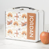 Niedliches Watercolor Rainbow-Flugzeugmuster Metall Brotdose (Beispiel)