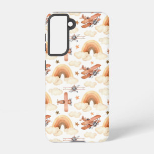 Niedliches Watercolor Rainbow-Flugzeugmuster Samsung Galaxy Hülle