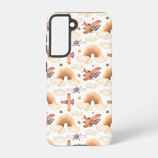 Niedliches Watercolor Rainbow-Flugzeugmuster Samsung Galaxy Hülle (Rückseite)