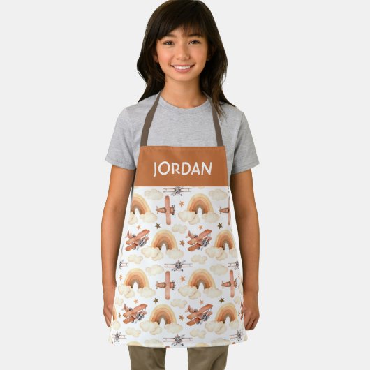 Niedliches Watercolor Rainbow-Flugzeugmuster Schürze (Insitu)