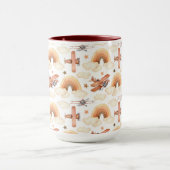 Niedliches Watercolor Rainbow-Flugzeugmuster Tasse (Zentrum)