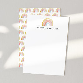Niedliches Watercolor Rainbow Personalisiert Stati Mitteilungskarte