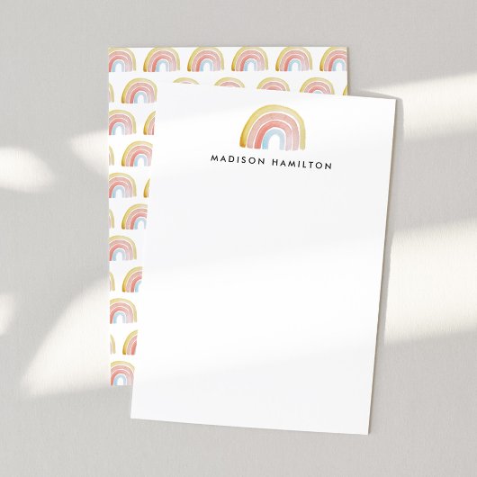 Niedliches Watercolor Rainbow Personalisiert Stati Mitteilungskarte