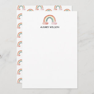Niedliches Watercolor Rainbow Personalisiert Stati Mitteilungskarte