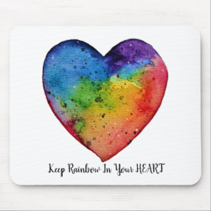 Niedliches Watercolor-Regenbogen-Herz Mousepad