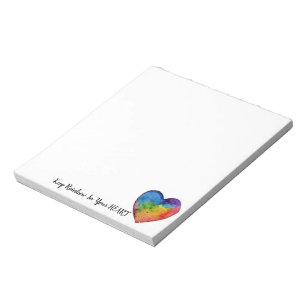 Niedliches Watercolor-Regenbogen-Herz Notizblock