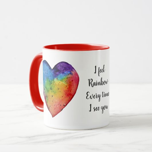 Niedliches Watercolor Regenbogen-Herz Tasse (Vorderseite Links)