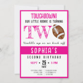 Niedliches Watercolor Rookie Football Girl 2. Gebu Einladung (Vorderseite)