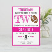 Niedliches Watercolor Rookie Football Girl 2. Gebu Einladung (Stehend Vorderseite)