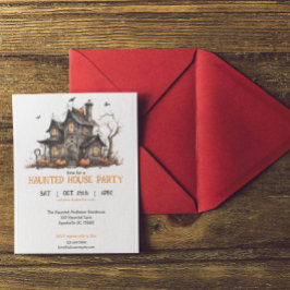 Niedliches Watercolor Spuk House Halloween-Party Einladung